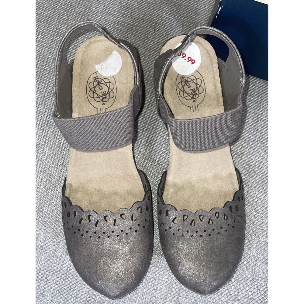 Hokus Pokus Taupe Mary Jane Comfort Flats Elastic Strap Women's Size 6